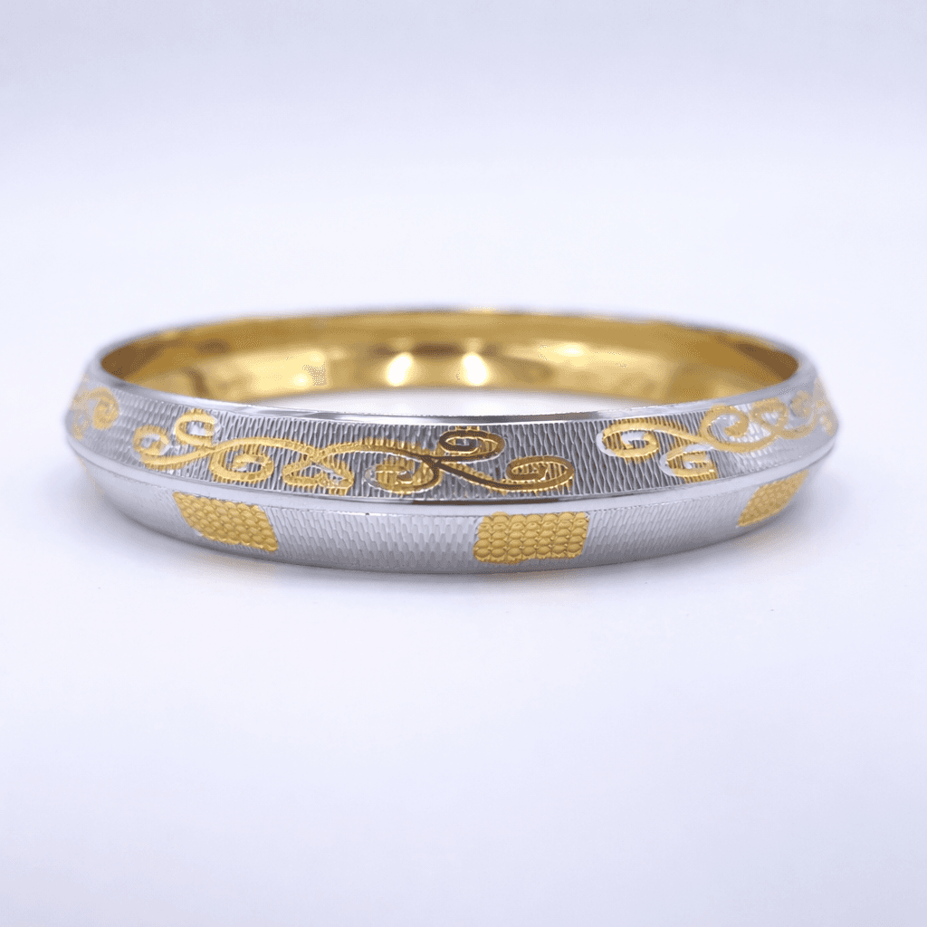 Elegant Two-Tone Engraved Kada (HMKS37)