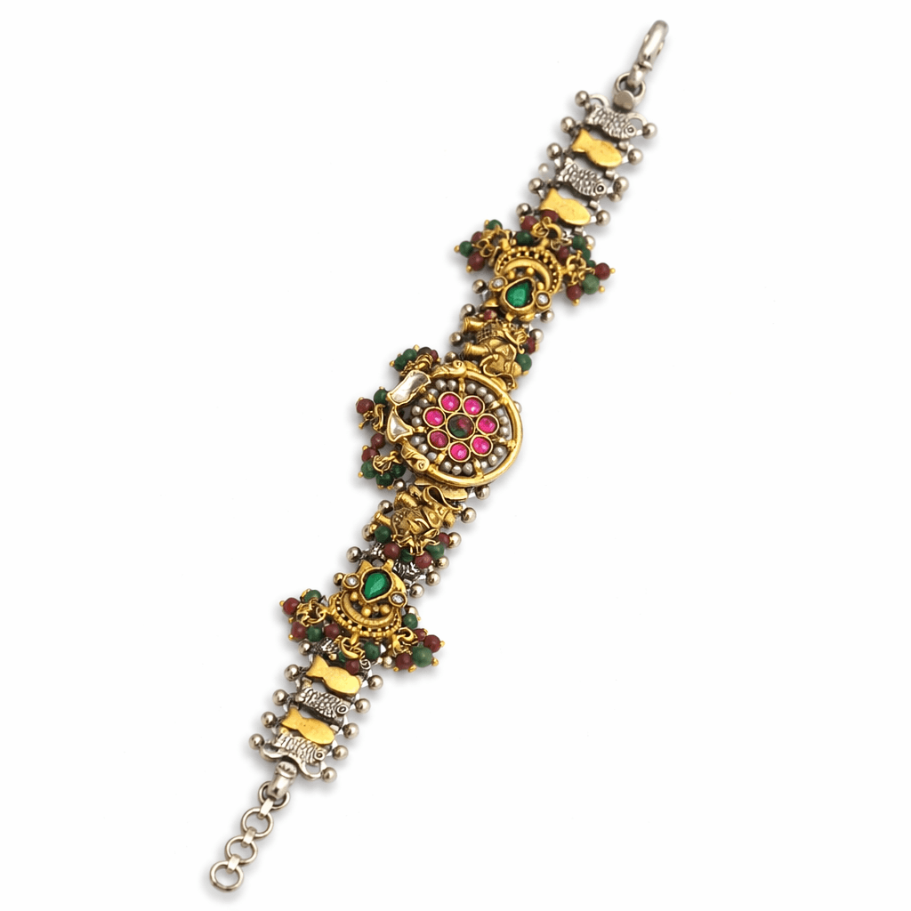 Heritage Temple Design Gold Plated Silver Bracelet (BRF18)