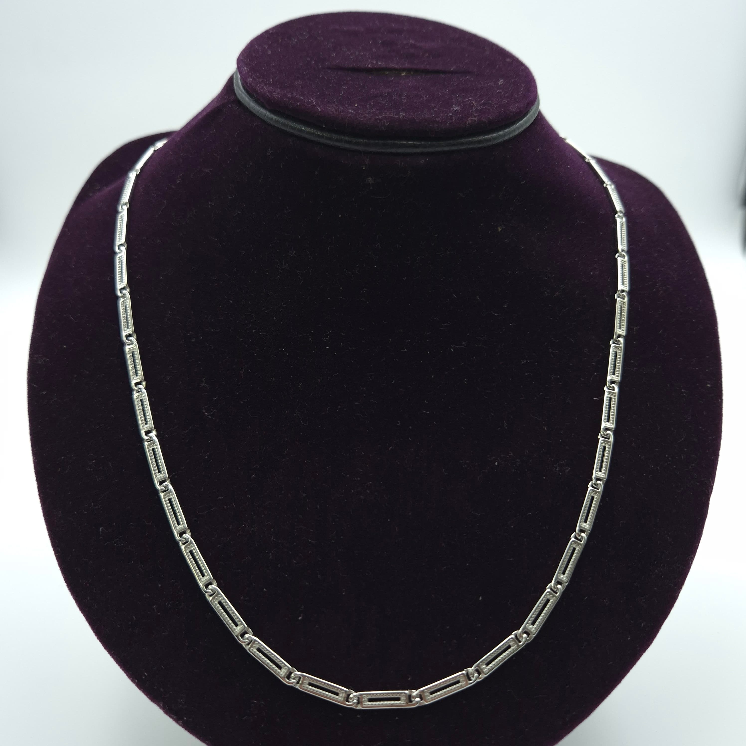 Designer Rectangular Bar Link Sterling Silver Chain (CIS35)