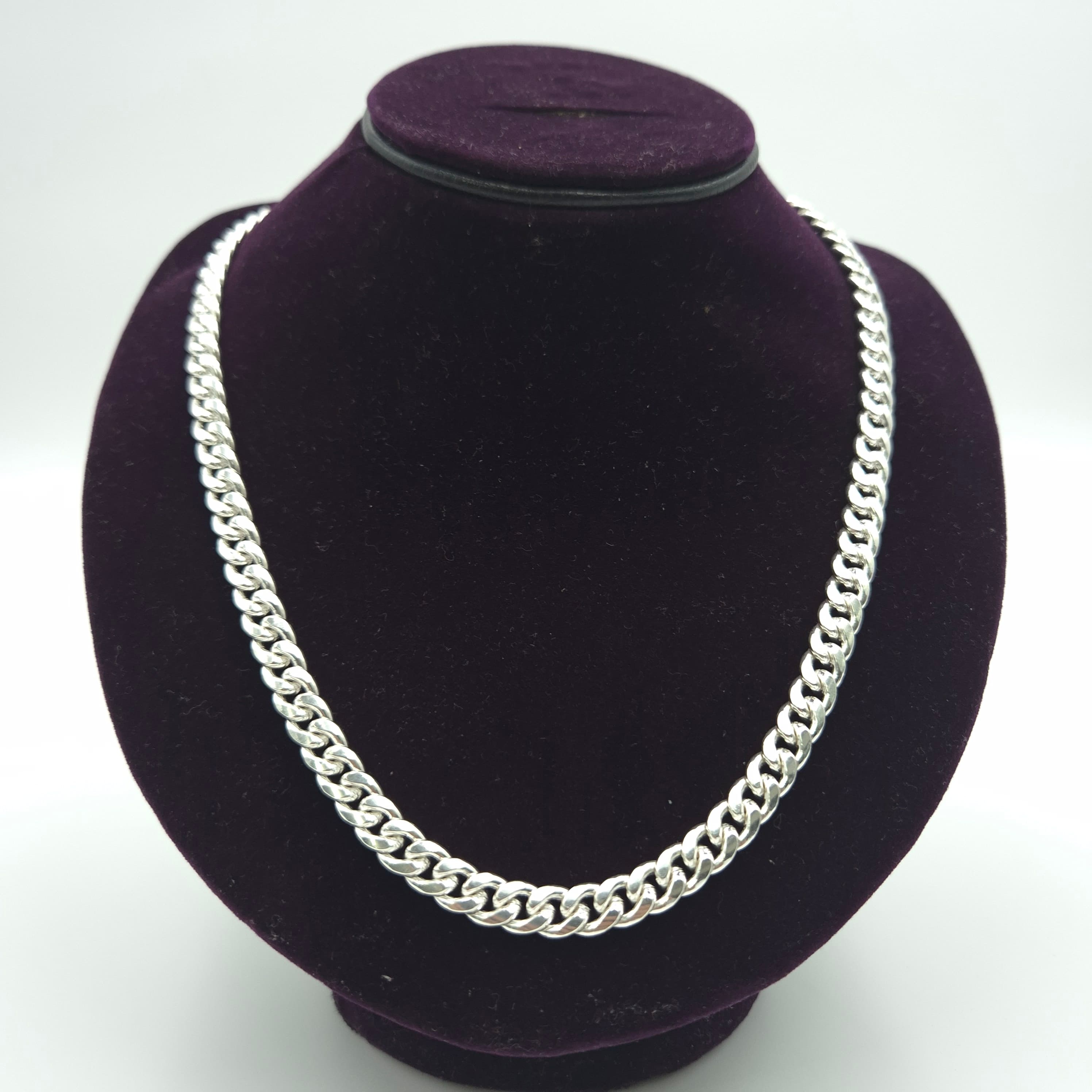 Geometric Engraved Bar Link Sterling Silver Chain (CIS31)