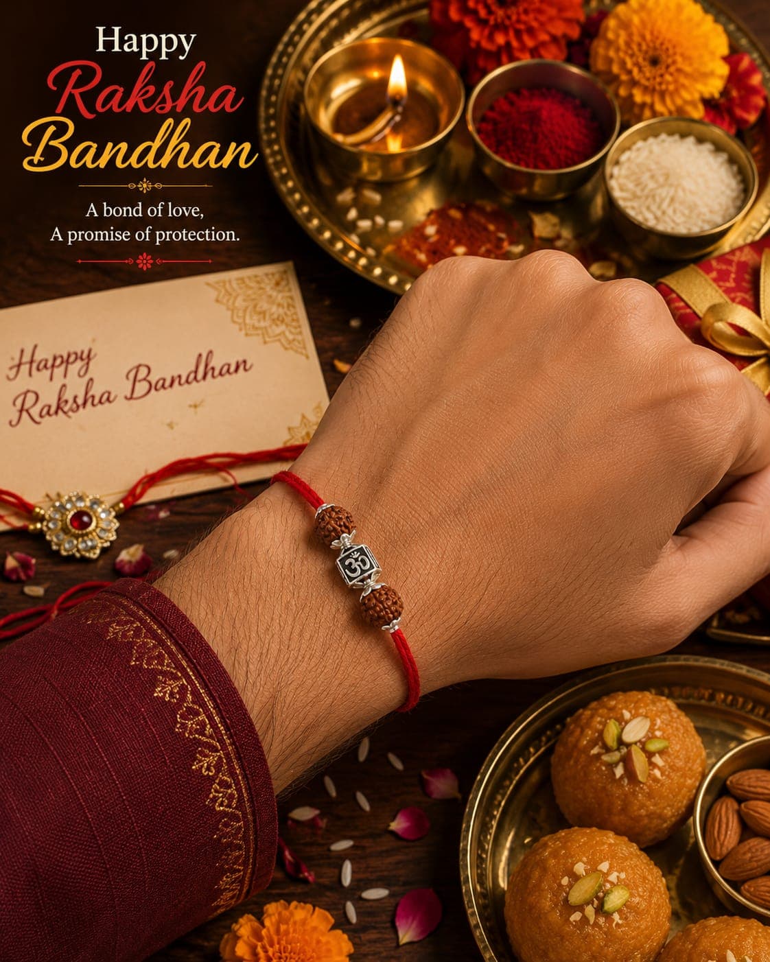 RAKHI PREMIUM SQUARE OM MANI